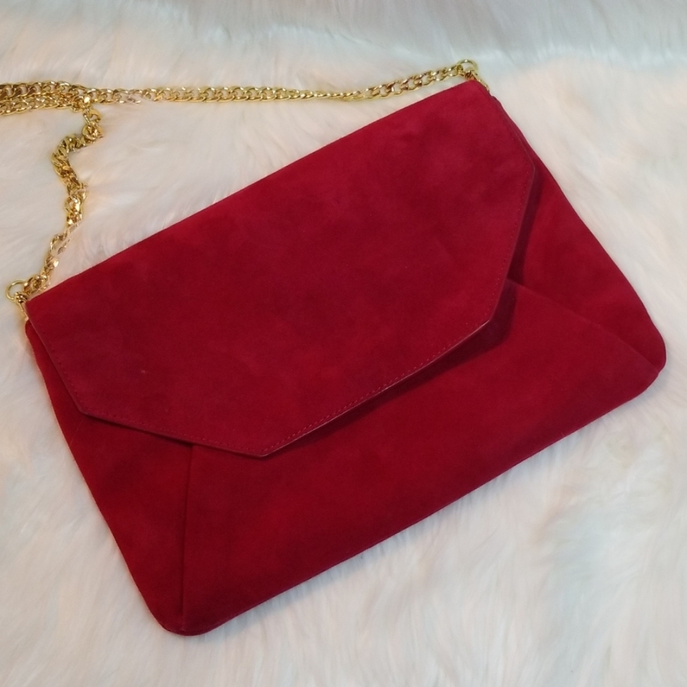 Ann Taylor Clutch in Red w/Gold Chain